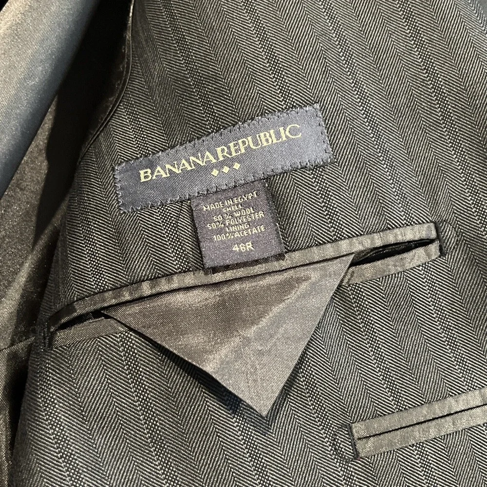 Mens Banana Republic Wool Sports Jacket 46R Gray Pin Striped Blazer